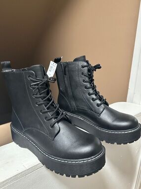 torrid Black Lace-Up Platform Combat Boots
